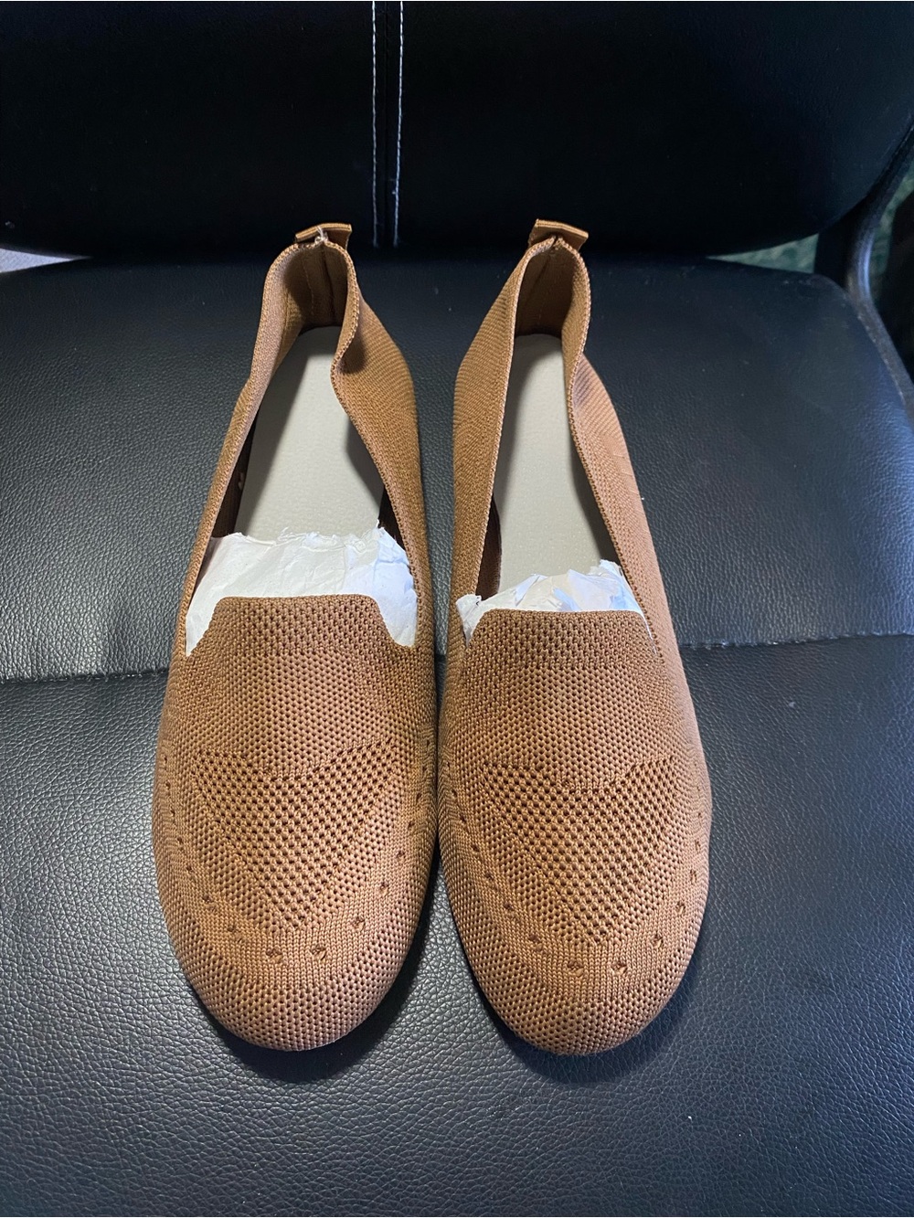 Unbranded Breathable Knit Slip-On Flats in Brown Size 42/11 US 10 UK